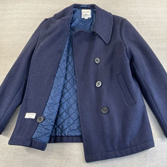 Vtg Sears Navy Wool Double Breasted Peacoat Size M Winter Jacket Quilted Lining - Picture 5 of 8